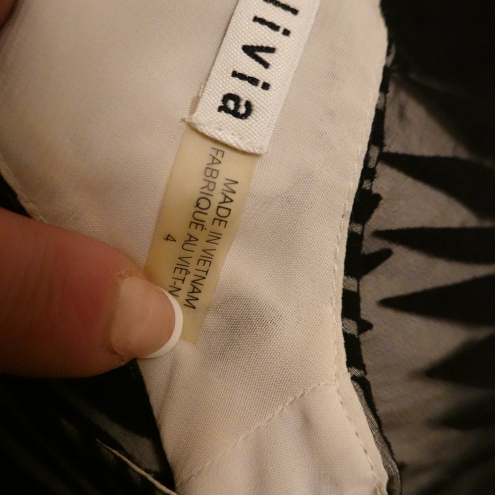 ALICE+OLIVIA black sheer palm overlay fit and flare cut-out back dress, size 4 - Picture 4 of 5